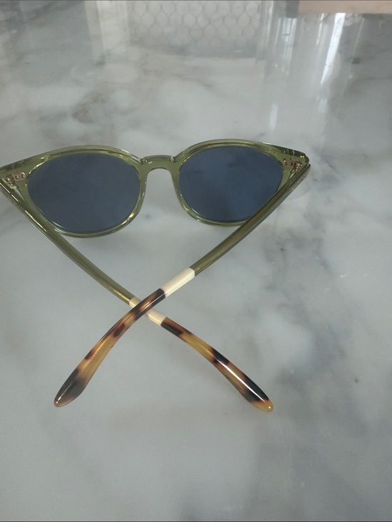 Green Frame Sunglasses with Blue Lenses